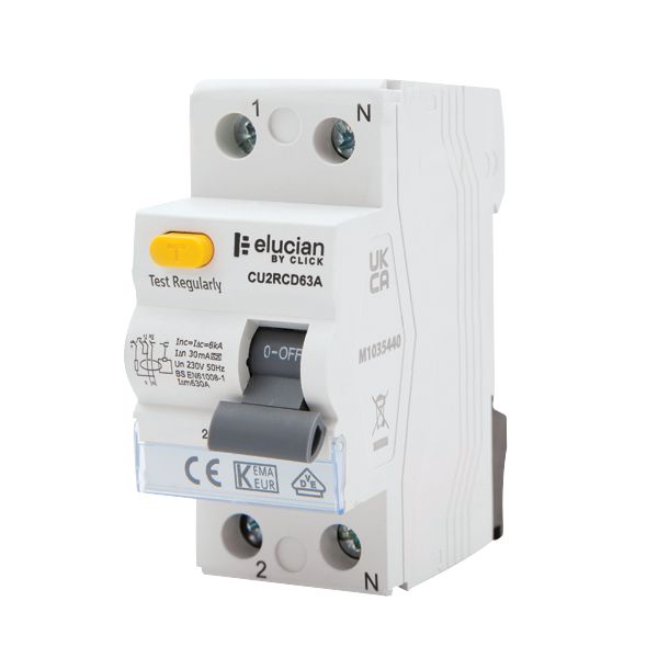 Click Scolmore CU2RCD63A 63A 2 Pole Type A RCD