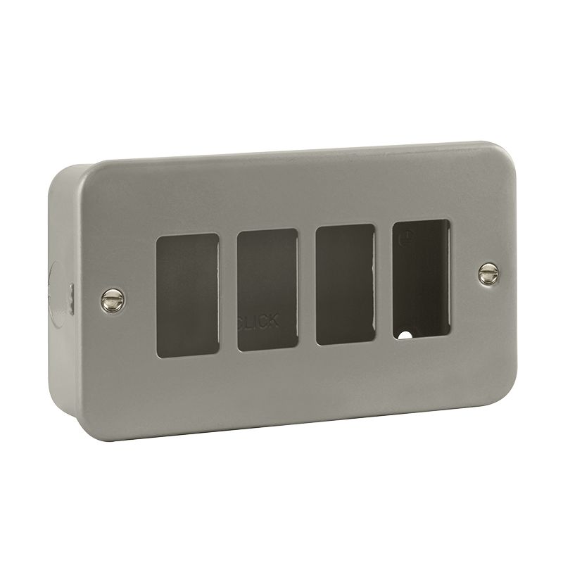 Click Scolmore Gridpro 4 Gang Front Plate with Surface Box