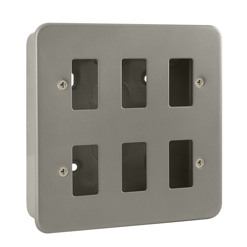 Click Scolmore Gridpro 6 Gang Front Plate with Surface Box