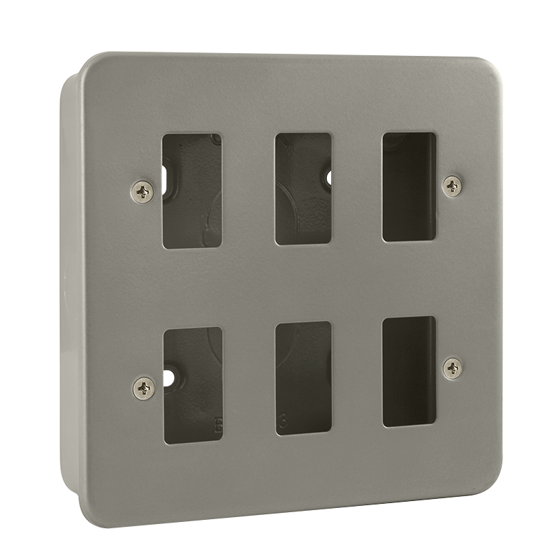Click Scolmore Gridpro 6 Gang Front Plate with Surface Box