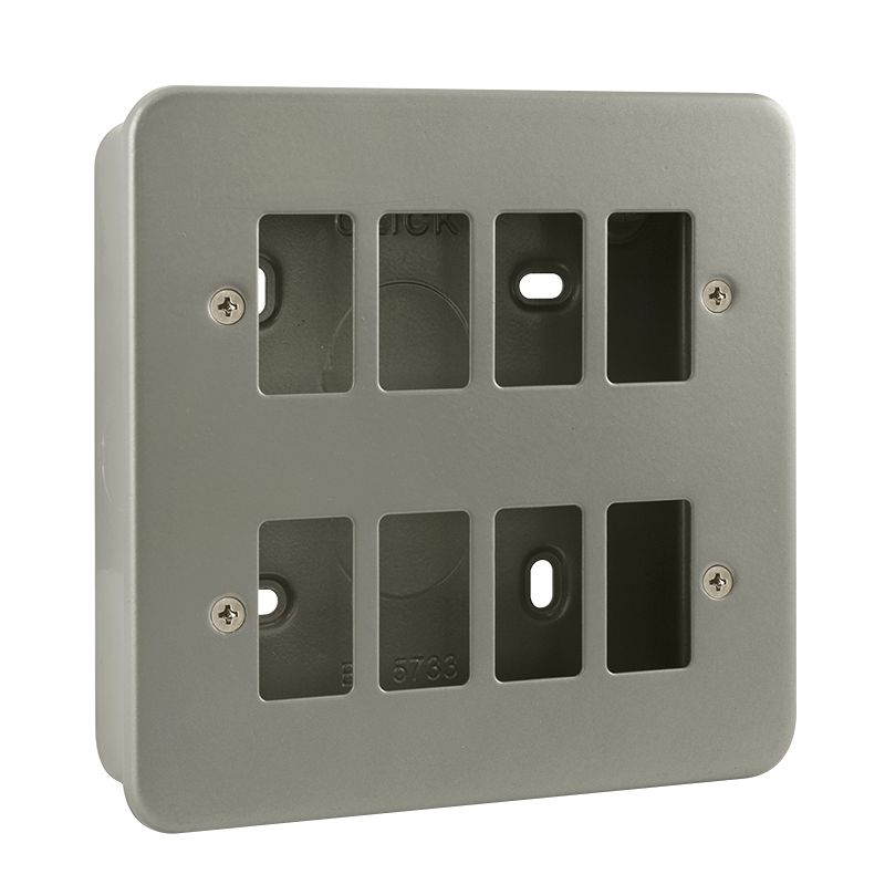 Click Scolmore Gridpro 8 Gang Front Plate with Surface Box