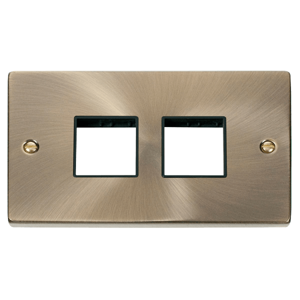Click VPAB404BK Deco 2 Gang Antique Brass Front Plate