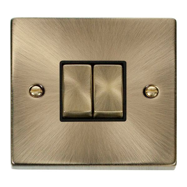 Click VPAB412BK Deco 2 Gang 2 Way Switch Antique Brass