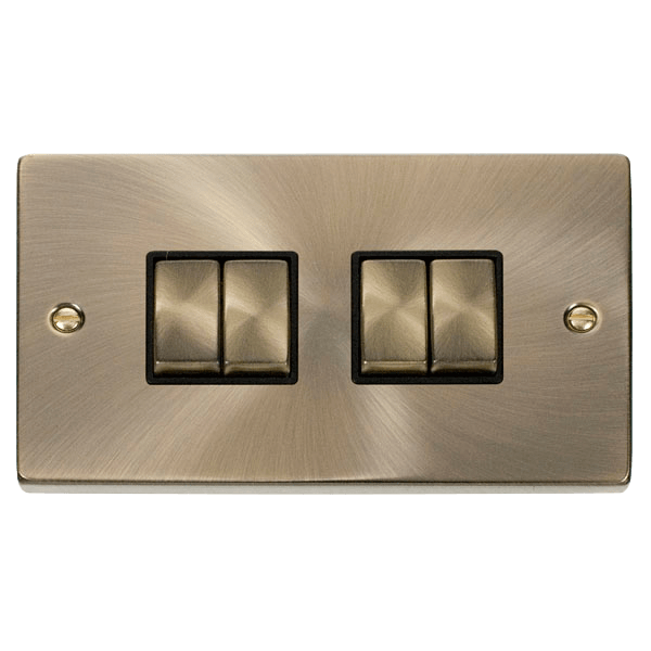Click VPAB414BK 4 Gang 2 Way 'Ingot' 10AX Switch - Black