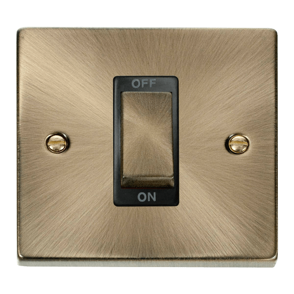 Click VPAB500BK Deco 45A 1 Gang Light Switch Antique Brass