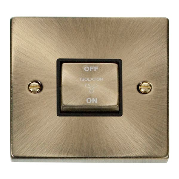 Click VPAB520BK Deco Triple Pole Fan Isolator Switch Antique Brass