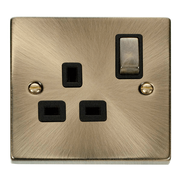 Click VPAB535BK Deco 13A 1 Gang Single Socket Antique Brass