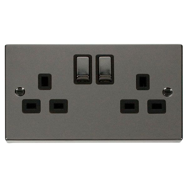 Click VPBN536BK Deco 13A 2 Gang Double Socket Black Nickel