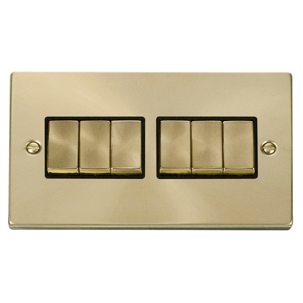 Click VPSB416BK 6 Gang 2 Way 'Ingot' 10AX Switch - Black