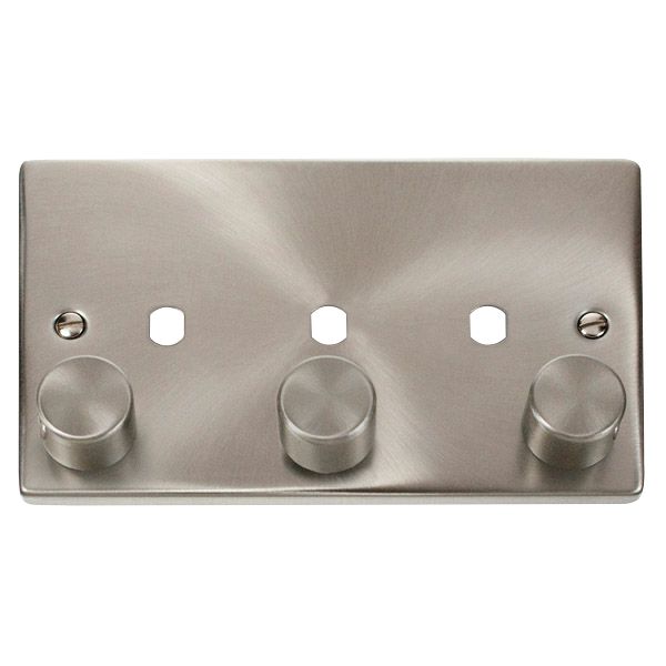 Click VPSC153PL Deco 3 Gang Dimmer Plate Satin Chrome