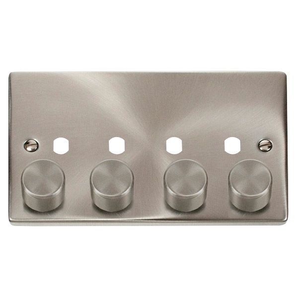 Click VPSC154PL Deco 4 Gang Dimmer Plate Satin Chrome