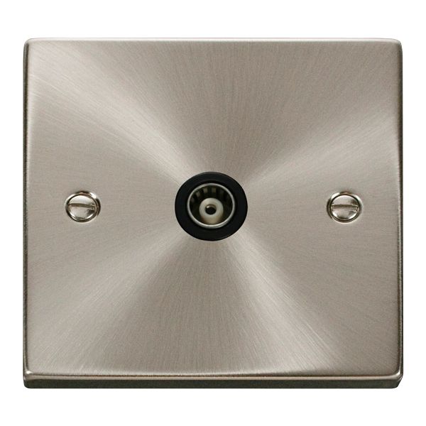 Click VPSC158BK Deco 1 Gang Coaxial Socket Satin Chrome