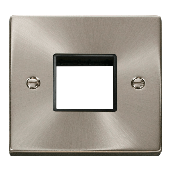 Click VPSC402BK Deco 2 Module Satin Chrome Front Plate with Black Insert