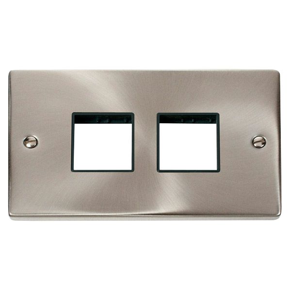 Click VPSC404BK Deco 2 Gang Satin Chrome Front Plate