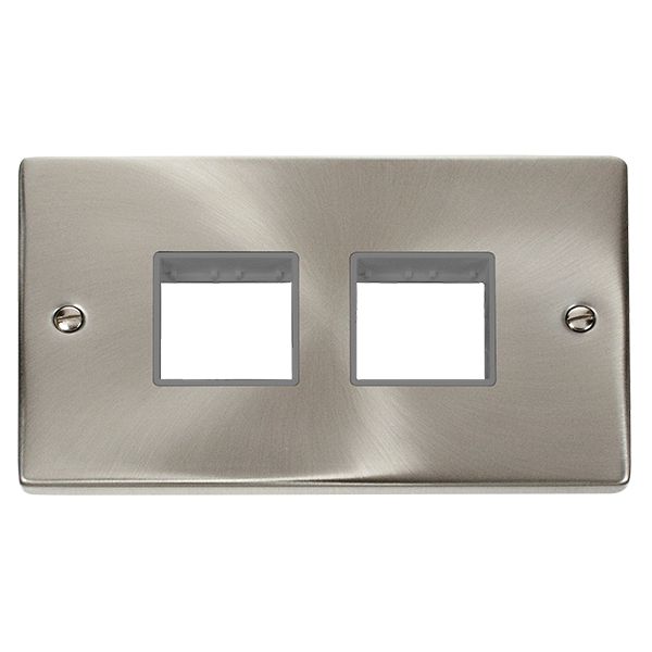 Click VPSC404GY Deco 2 Gang Satin Chrome Front Plate