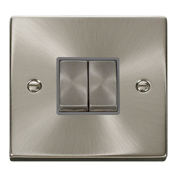 Click VPSC412GY Deco 10A 2 Gang 2 Way Switch Satin Chrome