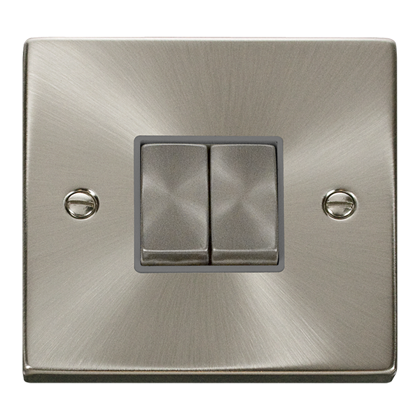 Click VPSC412GY Deco 10A 2 Gang 2 Way Switch Satin Chrome