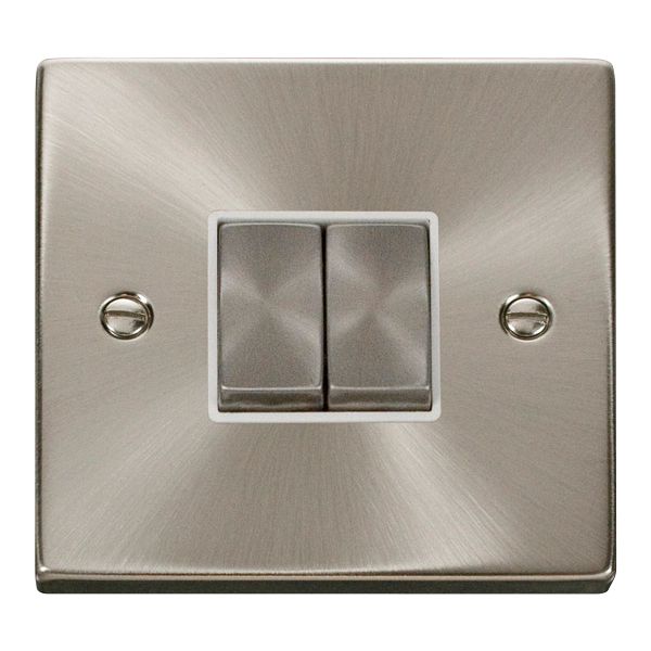 Click VPSC412WH Deco 10A 2 Gang 2 Way Switch Satin Chrome