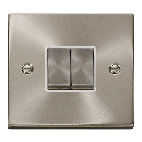 Click VPSC412WH Deco 10A 2 Gang 2 Way Switch Satin Chrome