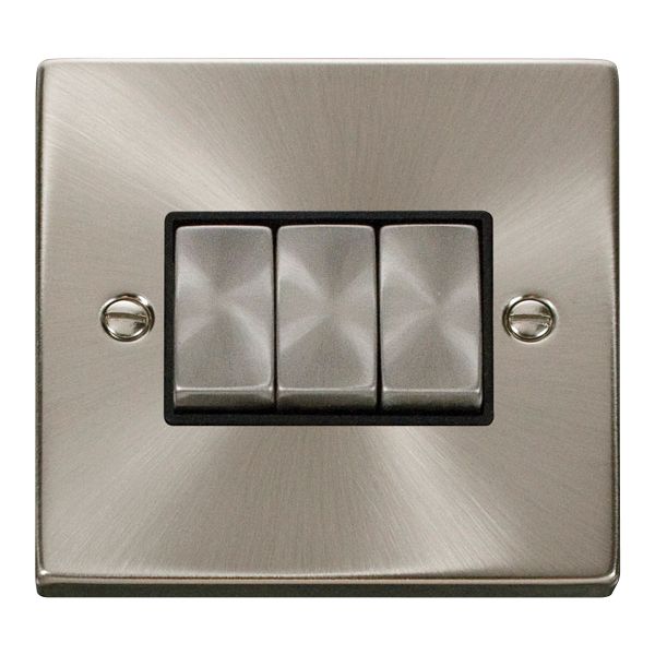 Click VPSC413BK Deco 3 Gang 2 Way Switch Satin Chrome