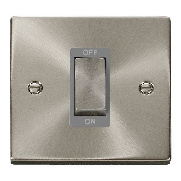 Click VPSC500GY Deco 45A 1 Gang Light Switch Satin Chrome