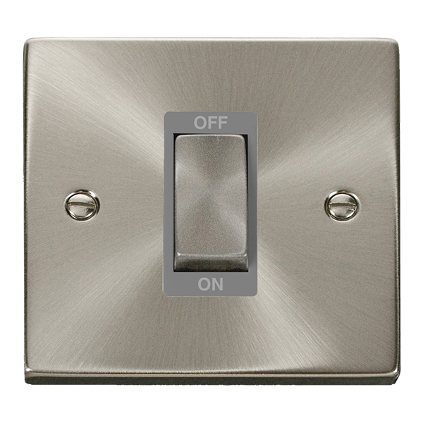 Click VPSC500GY Deco 45A 1 Gang Light Switch Satin Chrome