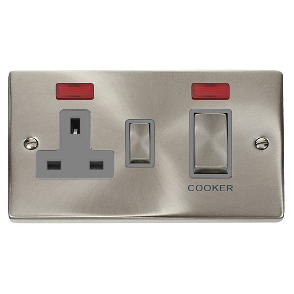 Click VPSC505GY Deco 45A DP Cooker Control Unit with Neon Satin Chrome