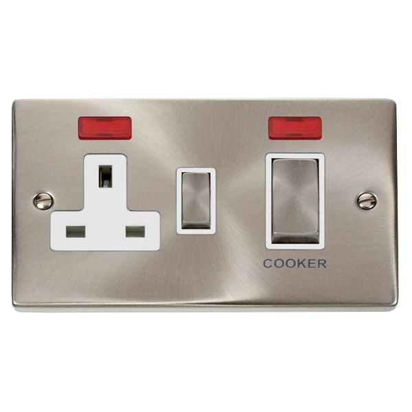 Click VPSC505WH Deco 45A DP Cooker Control Unit with Neon Satin Chrome