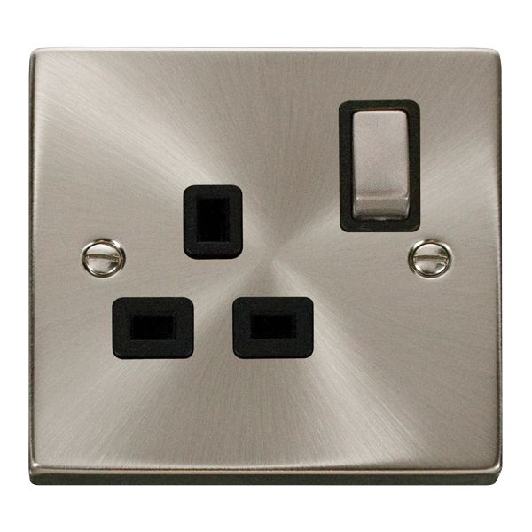 Click VPSC535BK Deco 13A 1 Gang Single Socket Satin Chrome