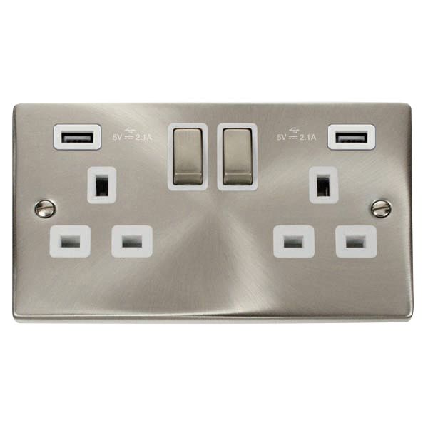 Click VPSC580WH Deco 13A 2 Gang USB Double Socket