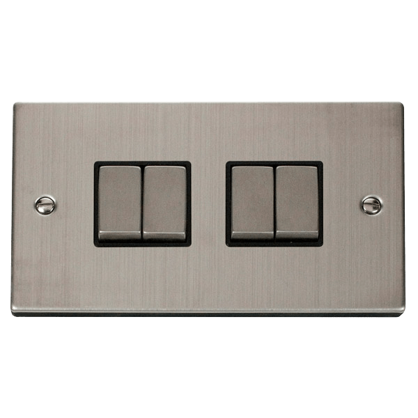 Click VPSS414BK 4 Gang 2 Way 'Ingot' 10AX Switch - Black