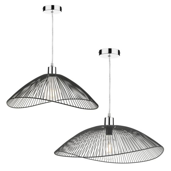 Dar Lighting ONZ1722 Onza Easy Fit Pendant Matt Black - Twin Pack
