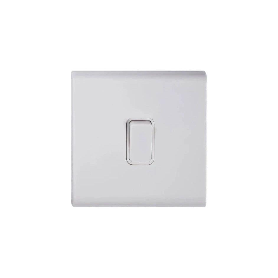 Deta 8601WHW Slimline Screwless 10A 1 Gang 2 Way Light Switch White