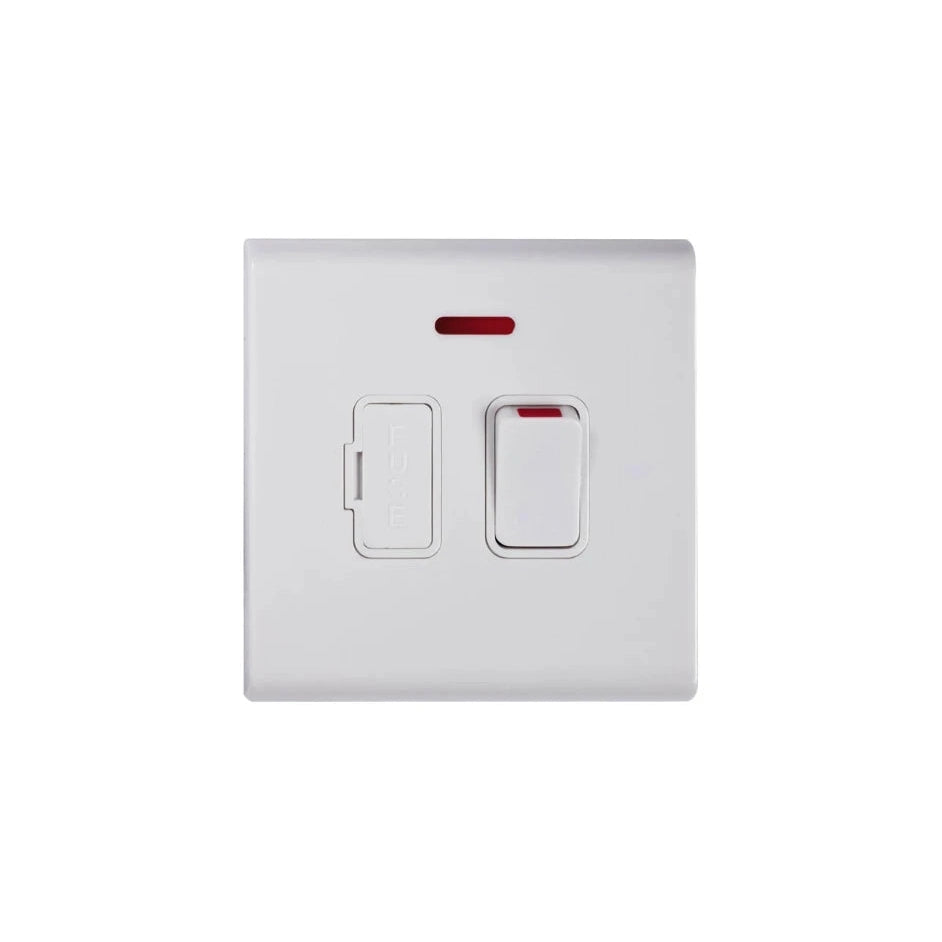 Deta 8643WHW Slimline Screwless 13A Switched Fused Spur with Neon White