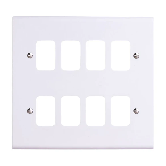 Deta G3306 Slimline 8 Gang Grid Front Plate