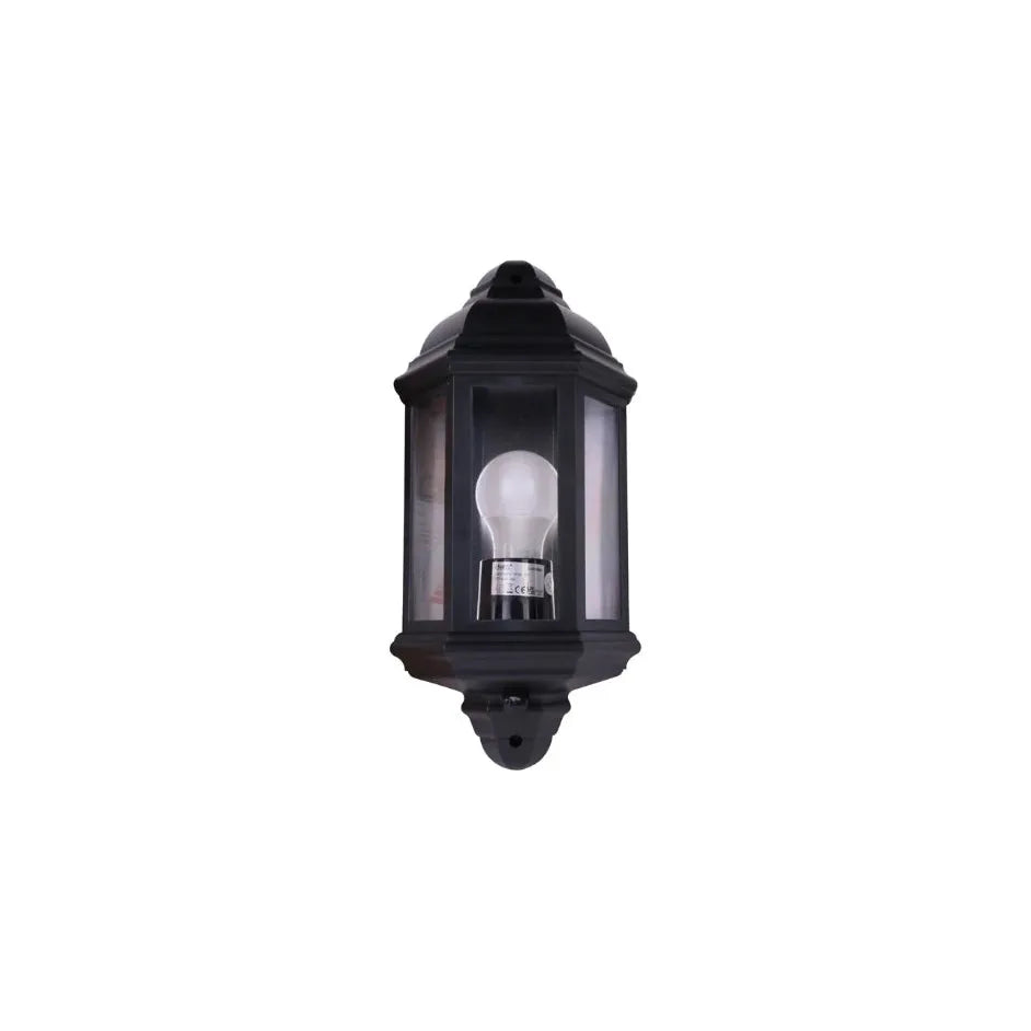 Deta L2835BK Half Coach Lantern with PIR Black
