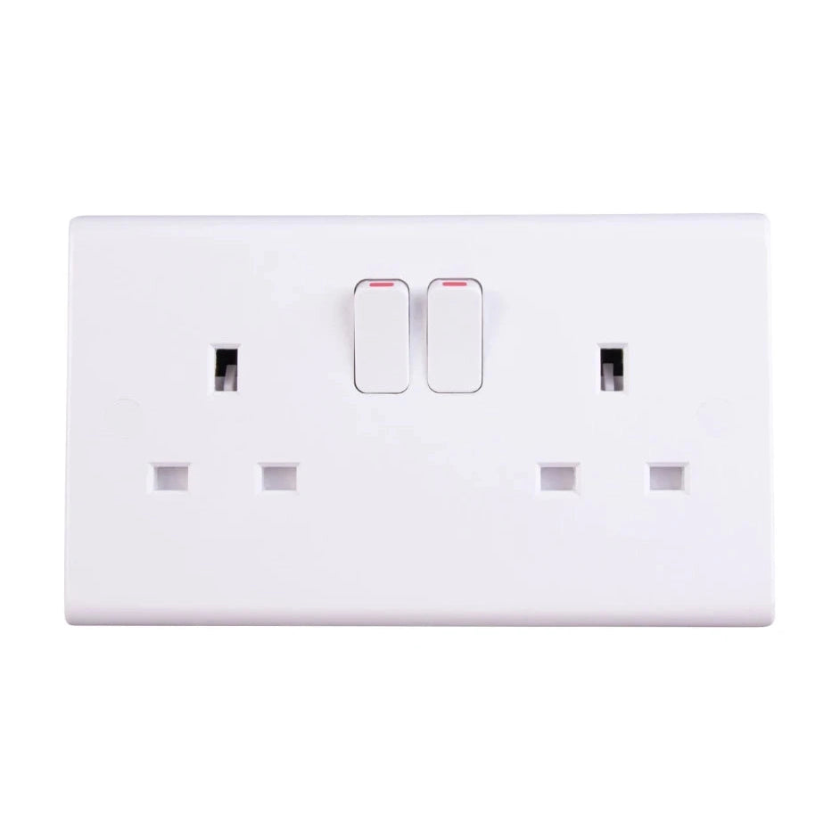 Deta S1209SDP Slimline 13A DP 2 Gang Switched Single Socket