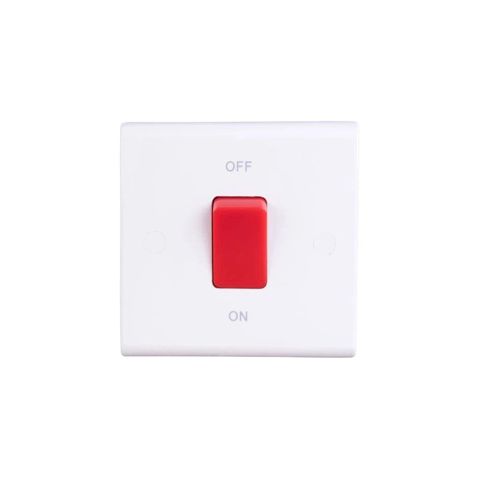 Deta S1300 Slimline 50A DP 1 Gang Switch White