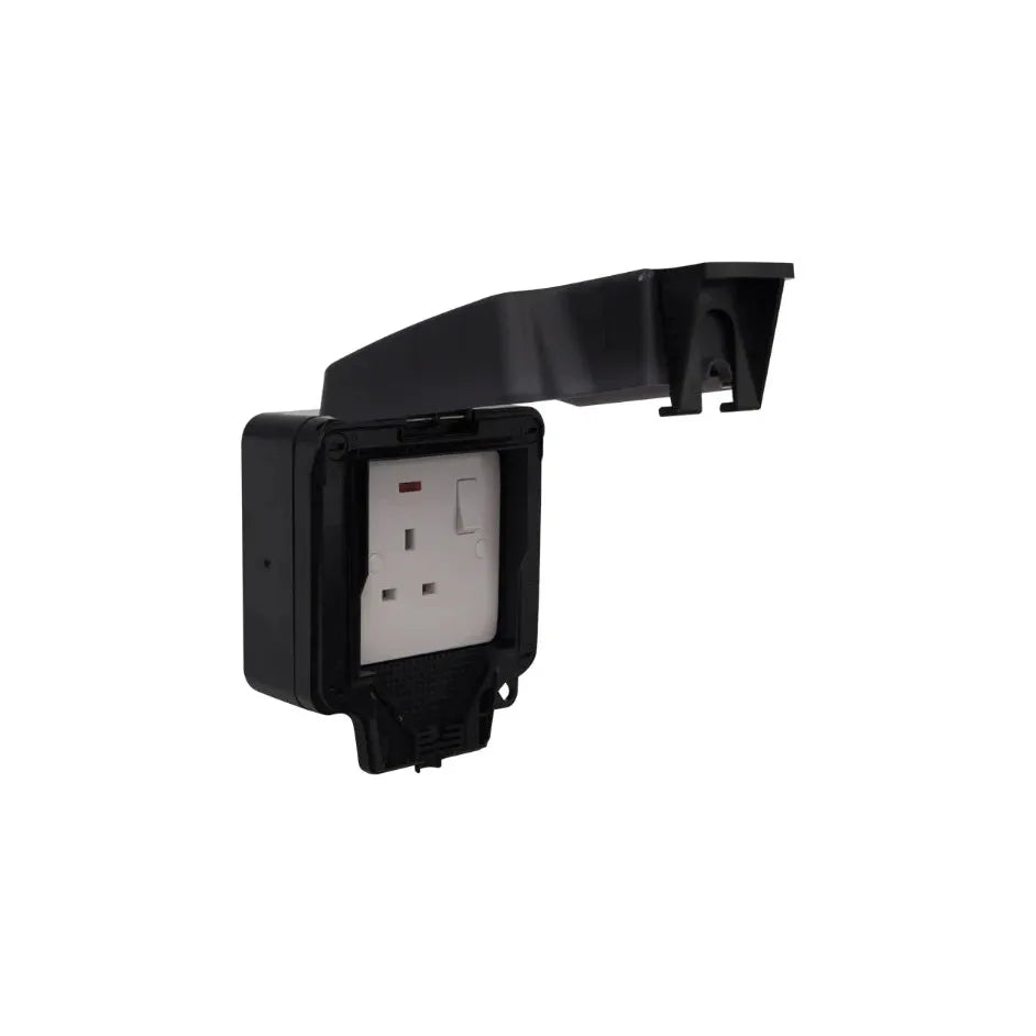 Deta Vimark VWP1207DPN WeatherPro IP66 1 Gang 13A Switched Socket DP with Neon