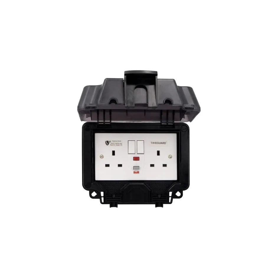 Deta Vimark VWP1409DPP WeatherPro IP66 2 Gang 13A Switched Socket DP with Passive RCD