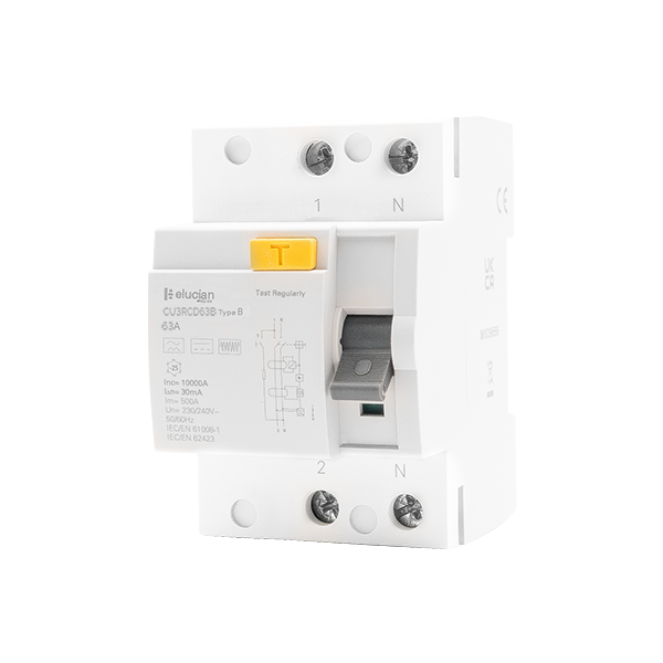 Elucian CU3RCD63B 2 Pole 63A 30mA Type B RCCB