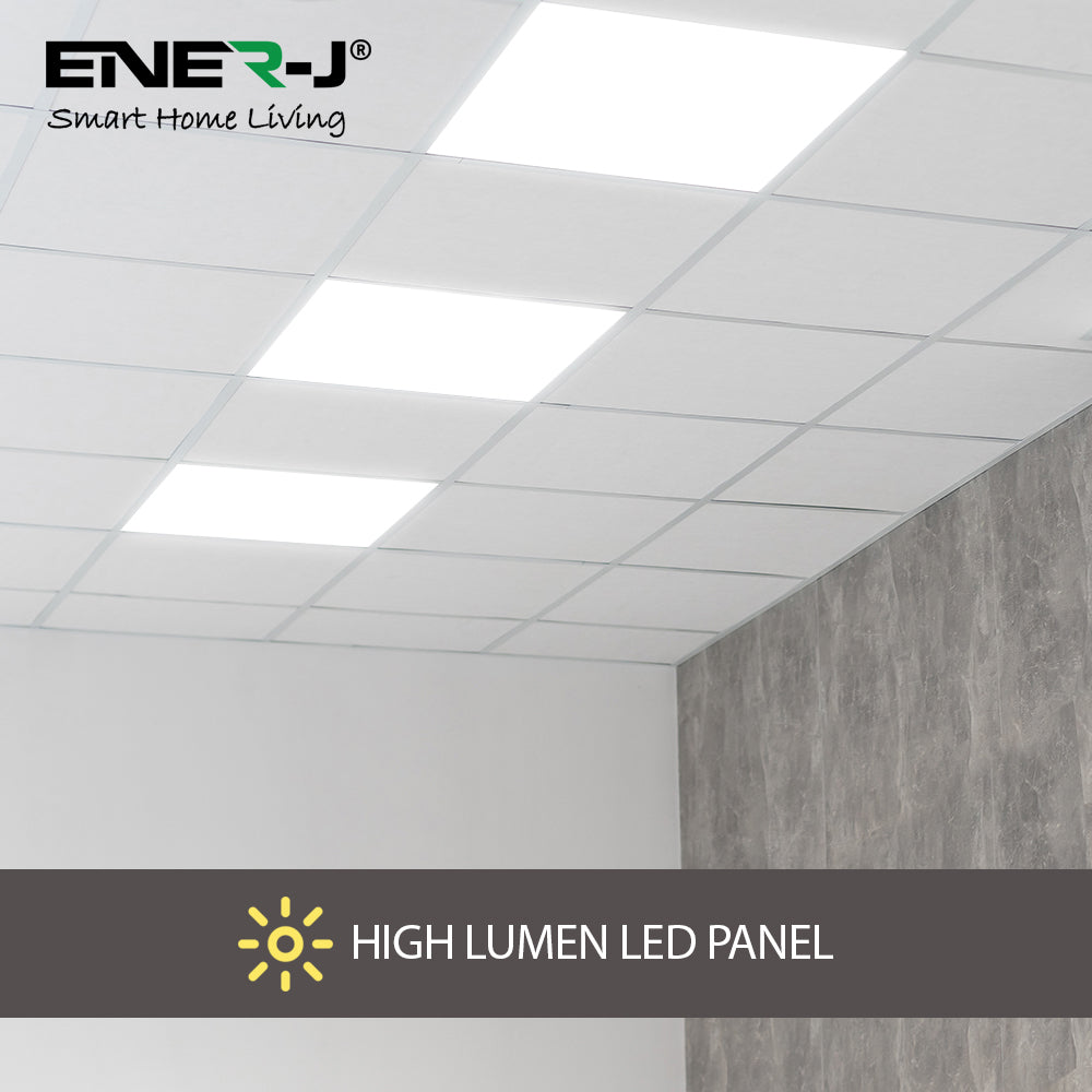 Ener-j E120 600x600mm Slim Backlit 40W 3800Lm, PMMA 2mm Diffuser, Flicker Free Driver 6000K Pack of 2