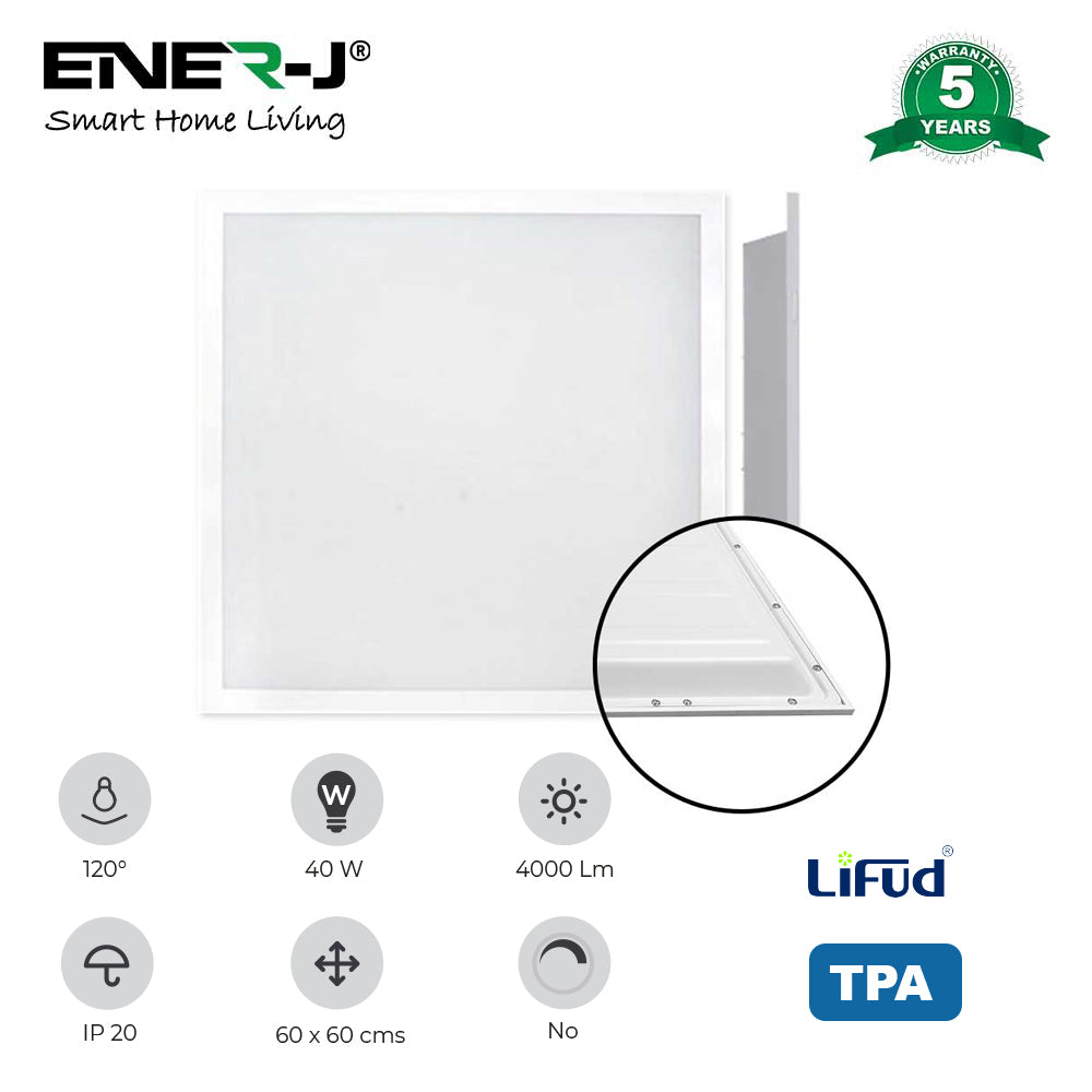 Ener-j E133 595x595mm Backlit Panels Lifud Driver, 4000 lumens, TPA Diffuser, 4000K Pack of 2