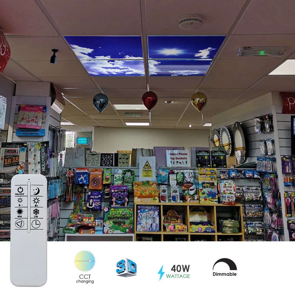 Ener-j E152 Colour Changing and Dimmable SKY Cloud LED Panels 60x60 40W 3D Effect Pack of 4