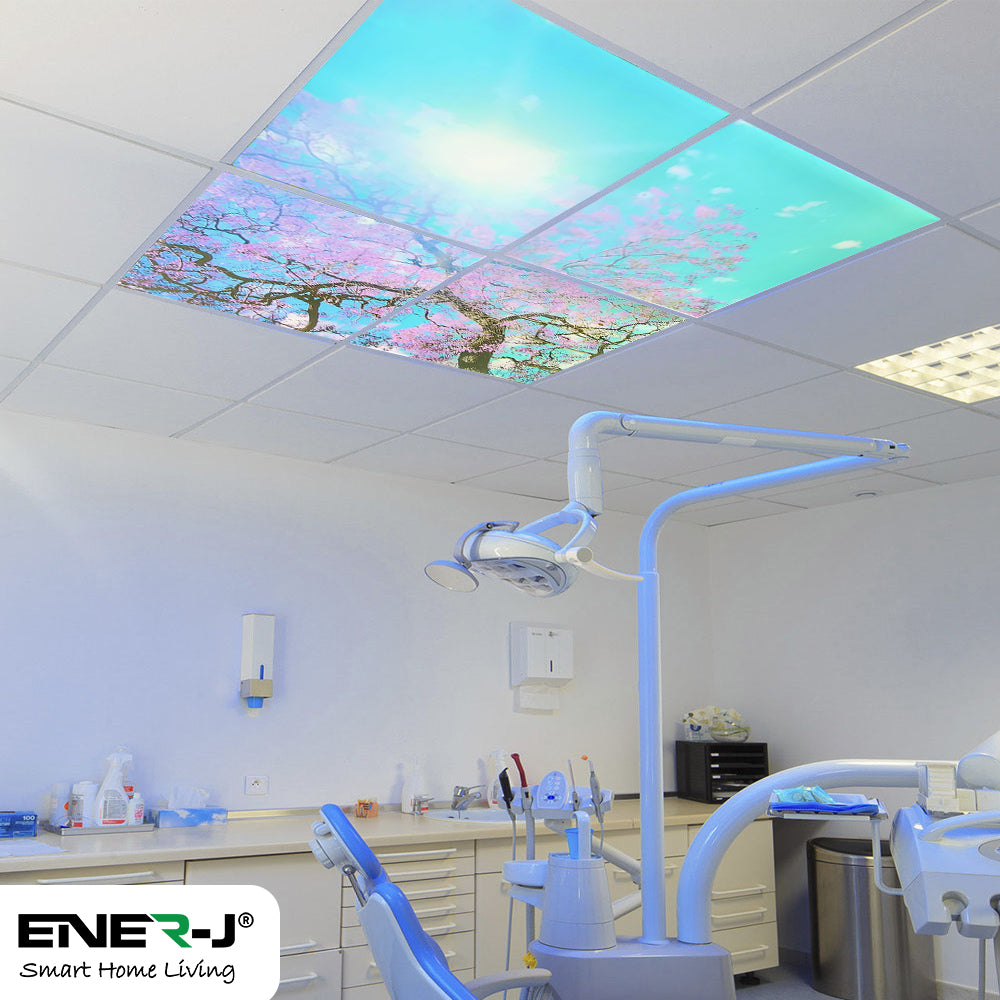 Ener-j E153 600x600mm SKY Panel with Cherry blossom trees 2D Effect Pack of 4