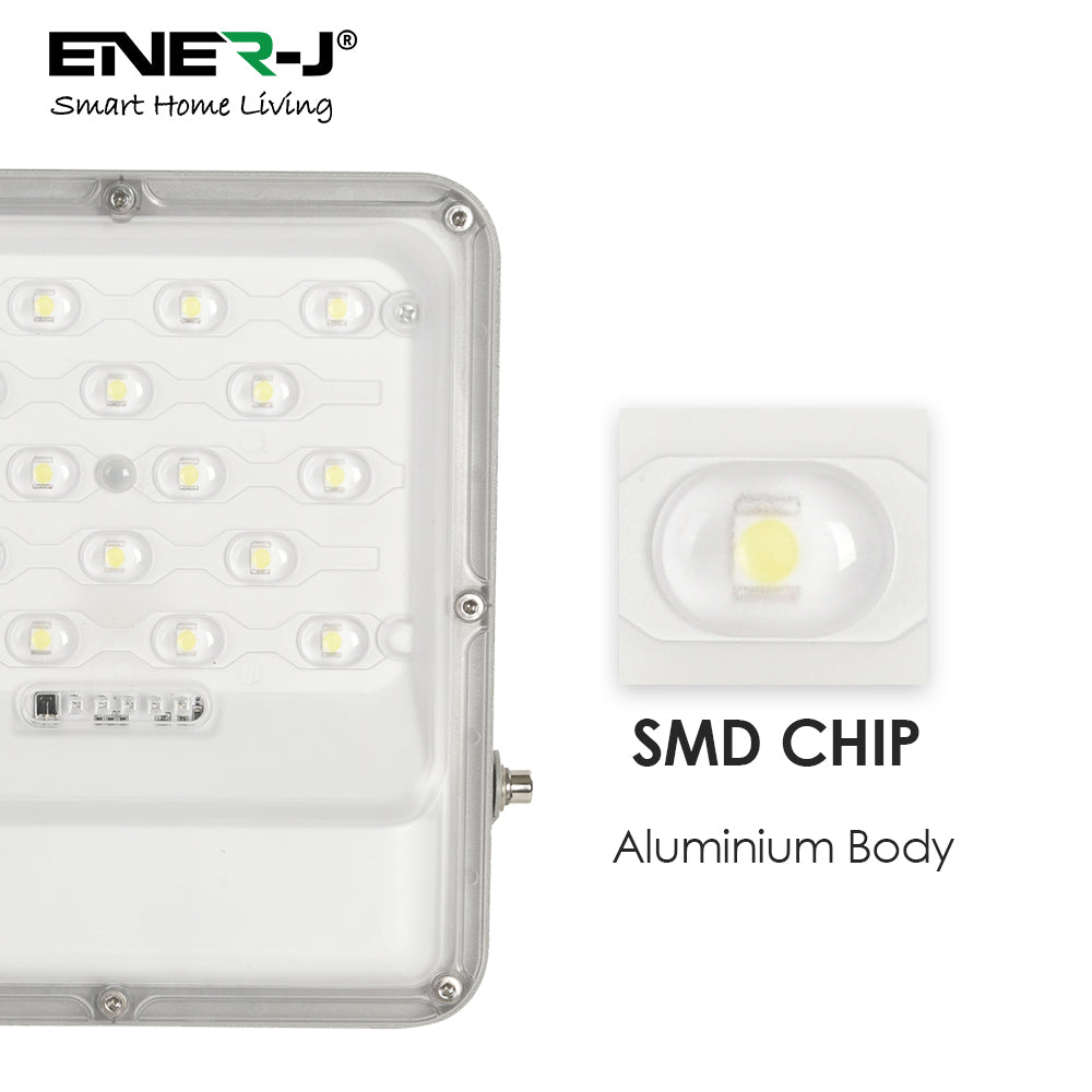 Ener-j E190 50W LED Floodlights with Solar Panels, 12W Solar Panel, 10AH Battery, 1100 lumens