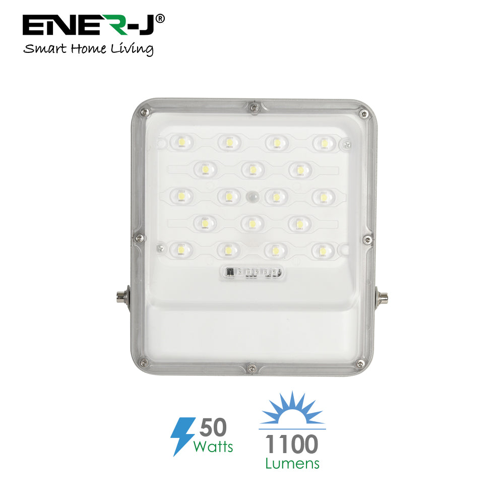 Ener-j E190 50W LED Floodlights with Solar Panels, 12W Solar Panel, 10AH Battery, 1100 lumens