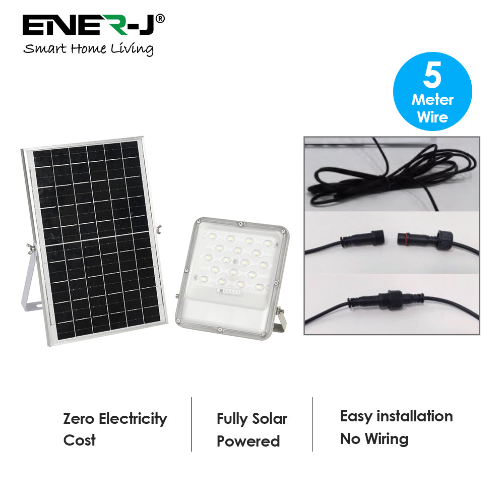 Ener-j E190 50W LED Floodlights with Solar Panels, 12W Solar Panel, 10AH Battery, 1100 lumens