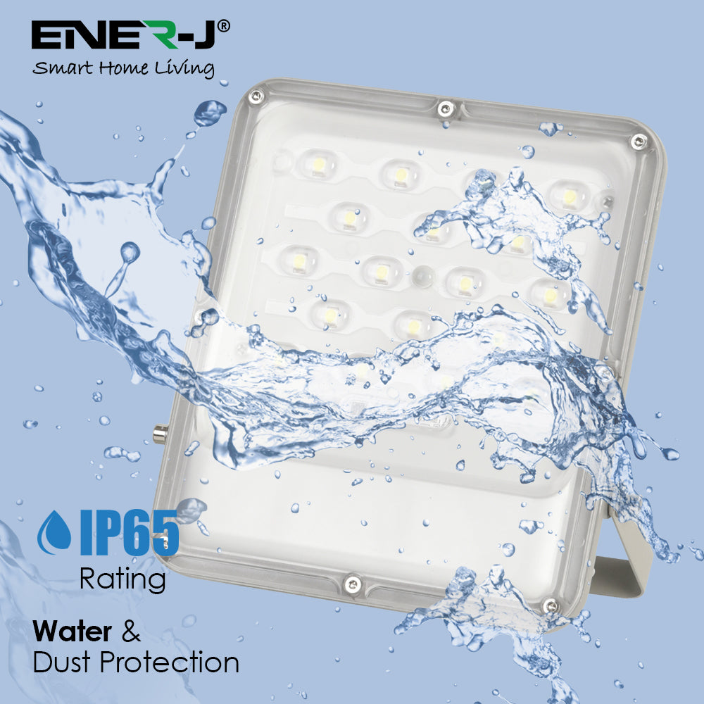 Ener-j E190 50W LED Floodlights with Solar Panels, 12W Solar Panel, 10AH Battery, 1100 lumens