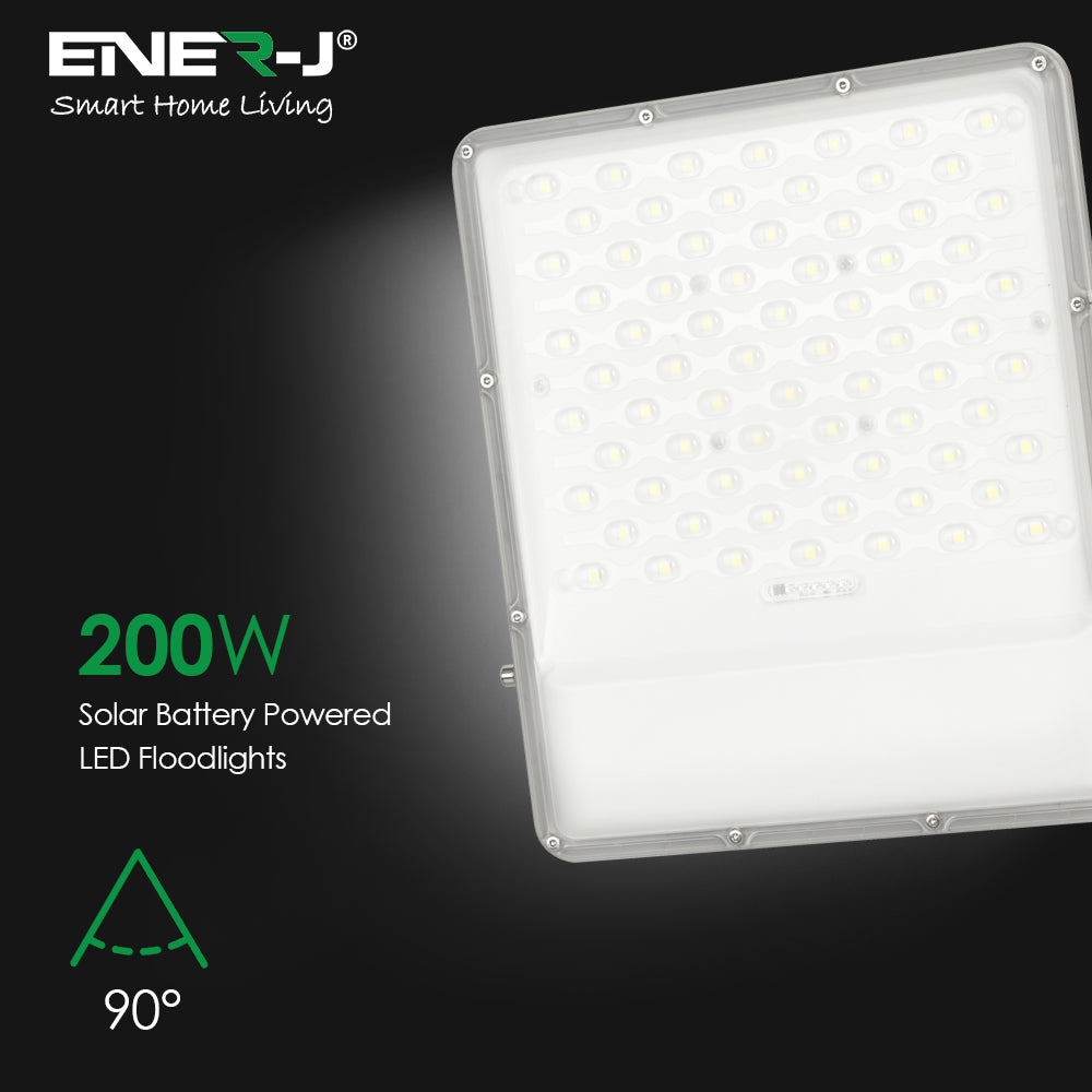 Ener-j E192 200W LED Floodlights with Solar Panels, 30W Solar Panel, 25AH Battery, 2600 lumens